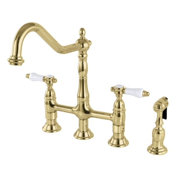 KS1272BPLBS Bel-Air Bridge Kitchen Faucet W/Brass Sprayer, Brass